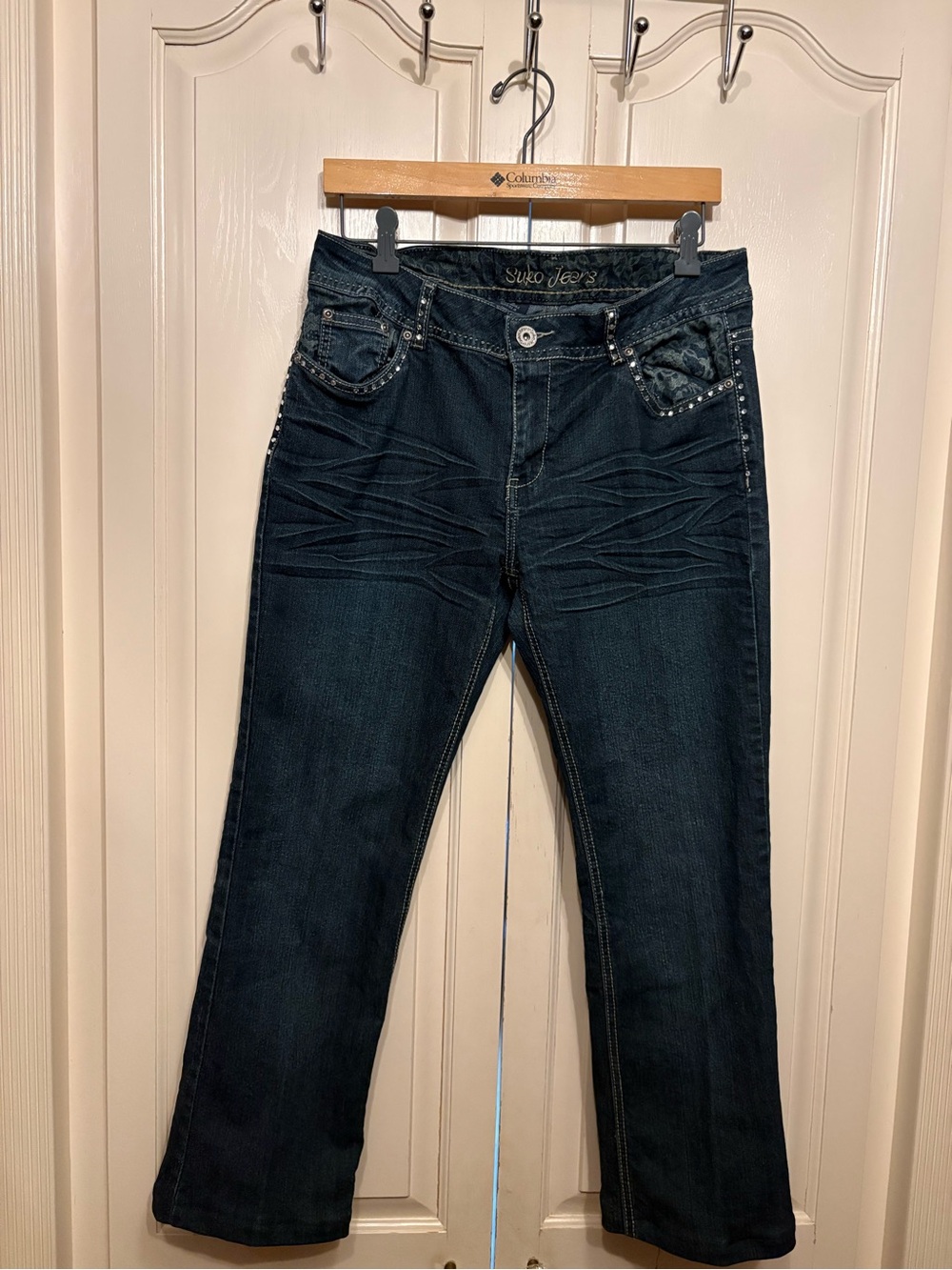 VINTAGE Y2K ~ Suko Jeans Women's Dark Wash Boot-Cut Jeans with Studded Pockets